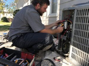 Capacitor test on an AC condenser in Nicholasville Ky by Lexington Heating and Air
