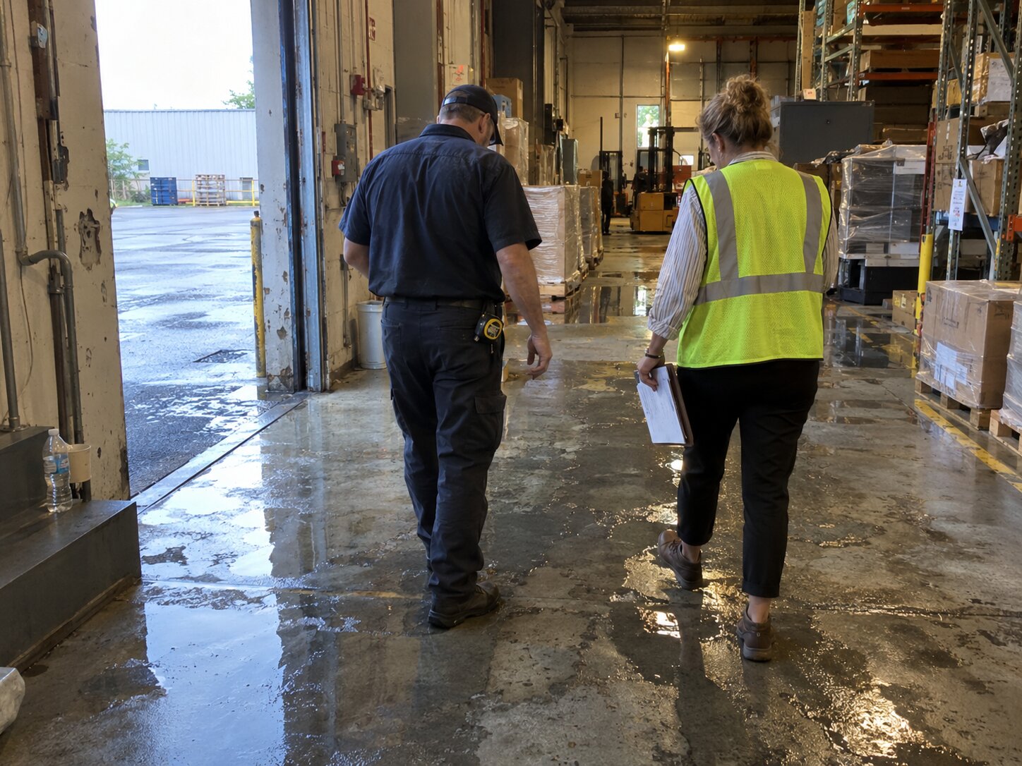 Walking a commercial water loss with a property manager by Lexington Heating and Air