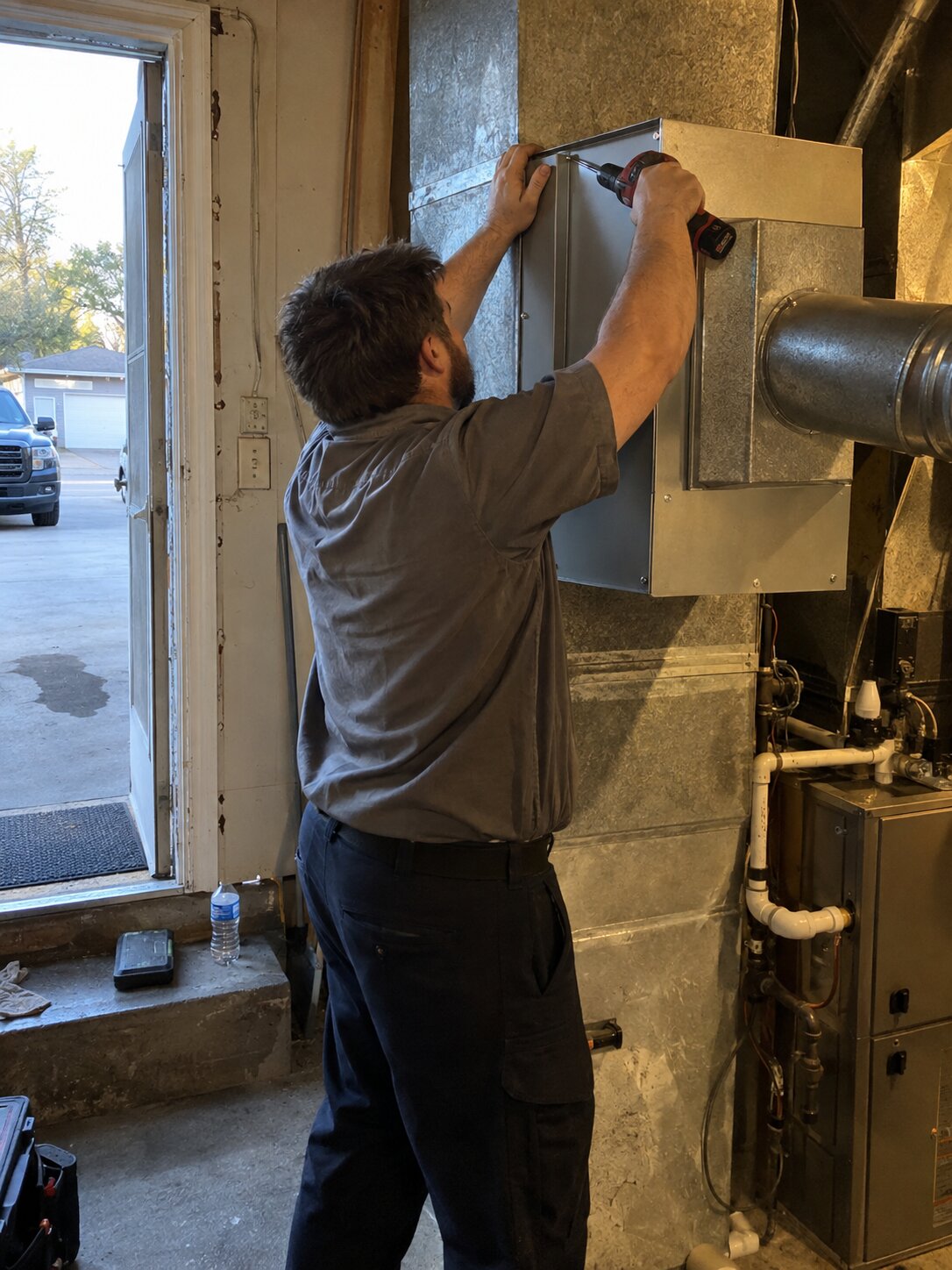Installing a whole-home HEPA bypass air cleaner in Uv Light Treatment by Lexington Heating and Air