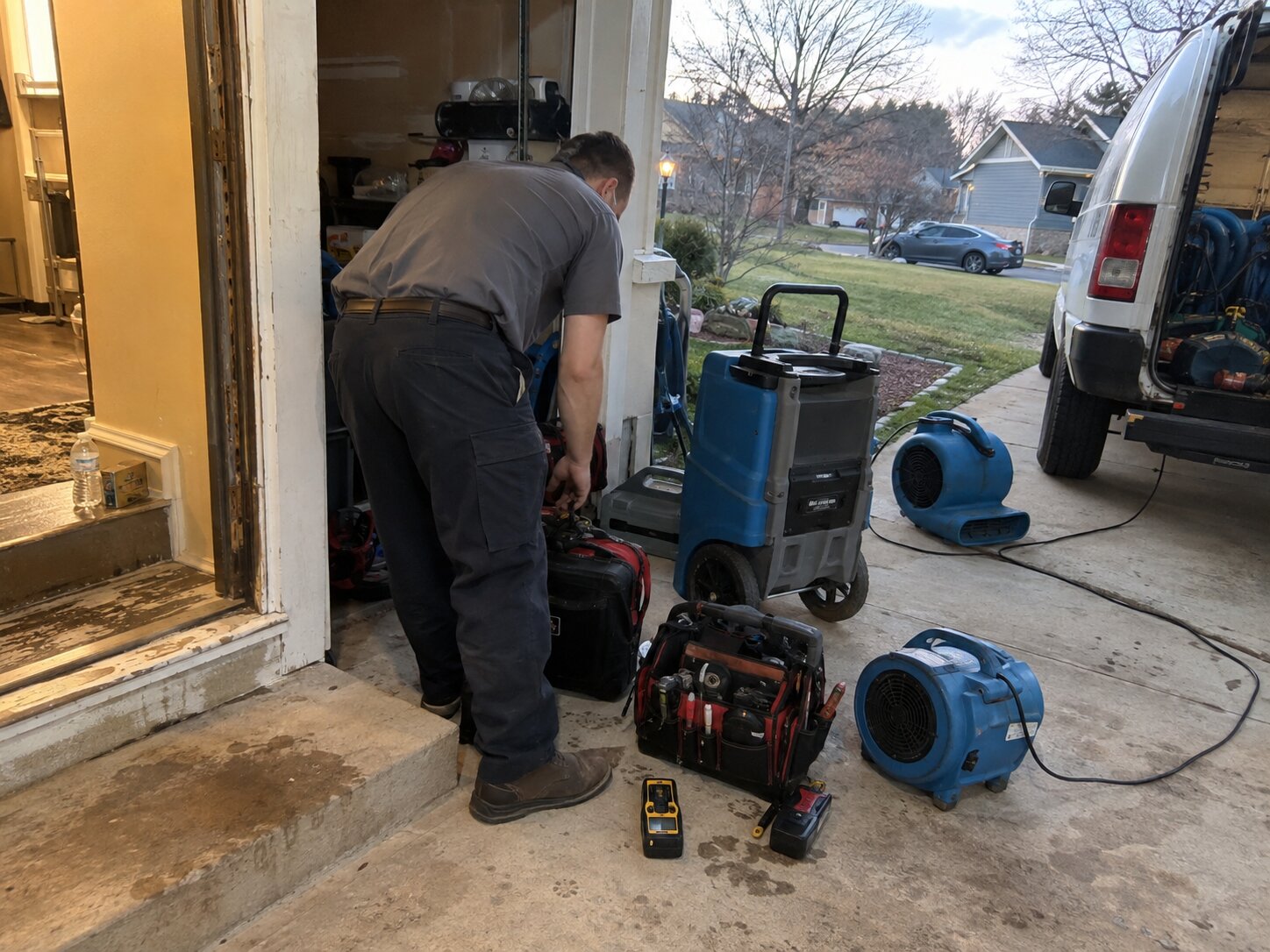 Staging equipment before a service day in Maintenance by Lexington Heating and Air