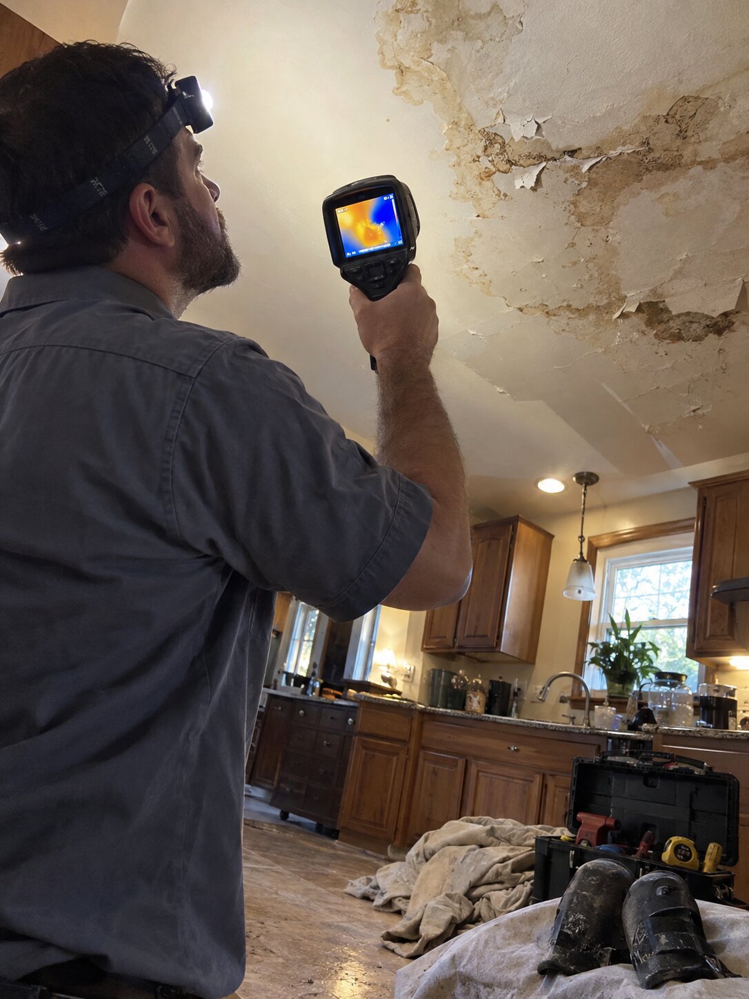 Thermal imaging of hidden water damage in Case Studies by Lexington Heating and Air